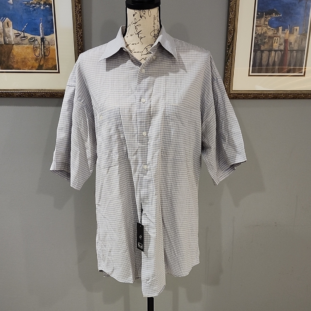 GILLIO Men's Blue Checkered Shirt